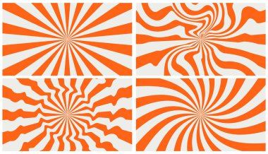 1970 'lerin hippi tarzında gökkuşağı çizgisi arka planlar. Eski model 70 'lerin modası. Psikedelik poster koleksiyonu. vektör tasarımı illüstrasyonu.