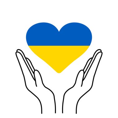 Ulusal Ukrayna bayrağı. Yardım desteğinin sembolü ve Ukrayna 'da savaş olmaması. Vektör izole illüstrasyonu