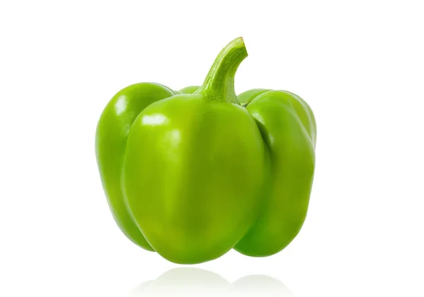 Groene Paprika Geïsoleerd Witte Achtergrond — Stockfoto