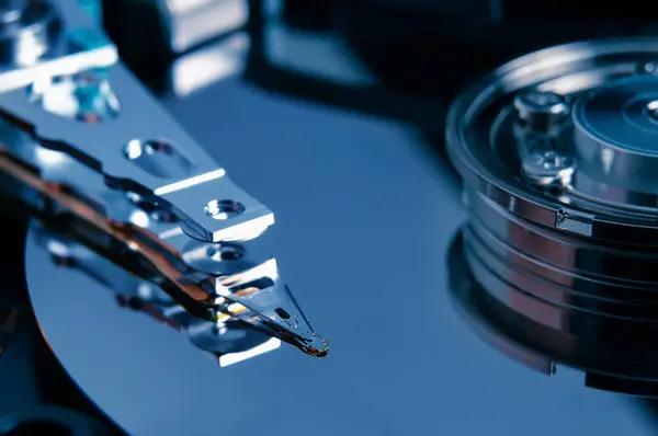 Open Hard Disk Drive Magnetic Head Closeup — Stock Photo, Image