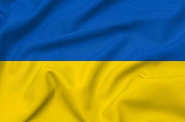Smooth Elegant Tissue Abstract Background Color Ukrainian Flag Textile Background — Stock Photo, Image