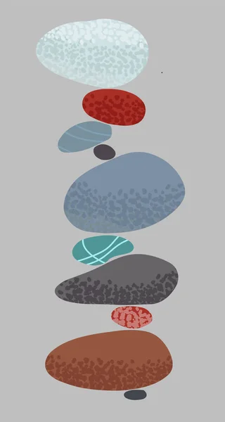 Piramida równoważenia kolorowych kamieni ilustracji — Wektor stockowy