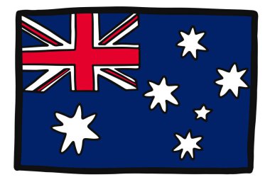 Avustralya bayrak doodle biçim simgesi, vektör illüstrasyonu