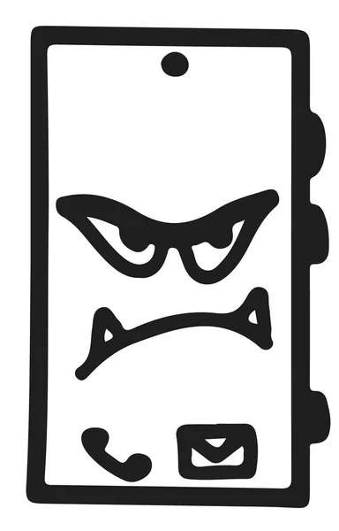Naštvaný děsivý smartphone ikona — Stockový vektor