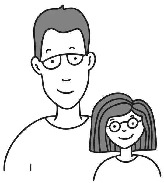 Тато і дочка Сім'я в окулярах — стоковий вектор