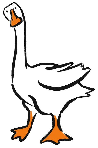 Goose sketch Doodle Funny cartoon character — Stock Vector