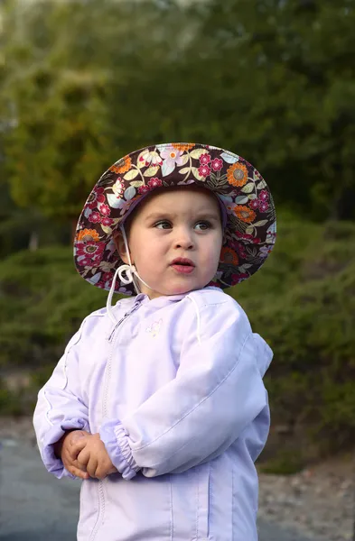 Infant girl on a cold summer evening — Stock Photo, Image