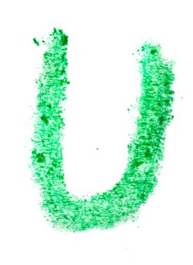 Beyaz bir arka plan üzerine boyalı u harfi