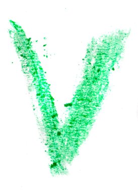 Beyaz bir arka plan üzerine boyalı v harfi