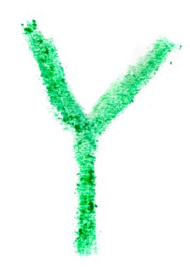 Beyaz bir arka plan üzerine boyalı y harfi