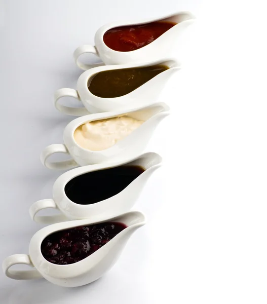 Several sauce with different sauces and seasonings — Stock Photo, Image