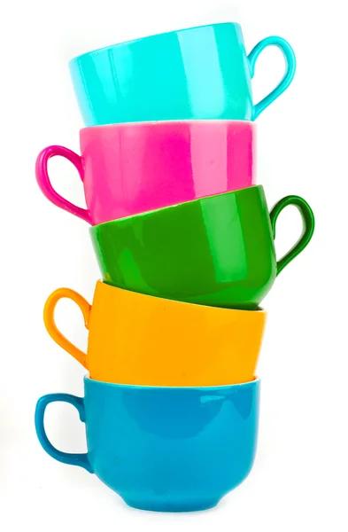 The pile of colorful ceramic mugs — Stock Photo, Image