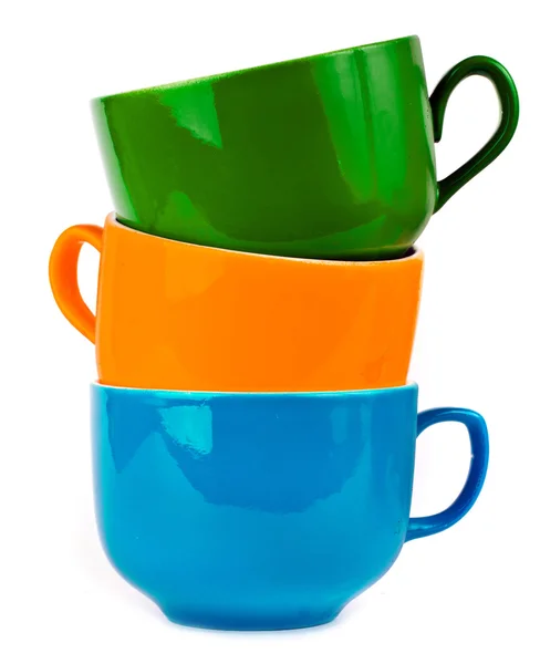 The pile of colorful ceramic mugs — Stock Photo, Image