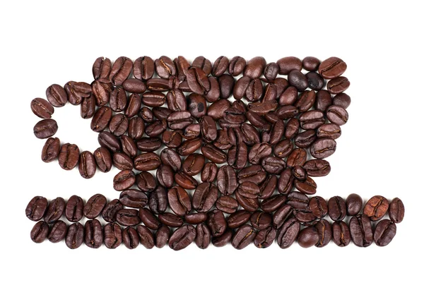 kavrulmuş kahve çekirdeği bir fincan şeklinde yerleştirilir.