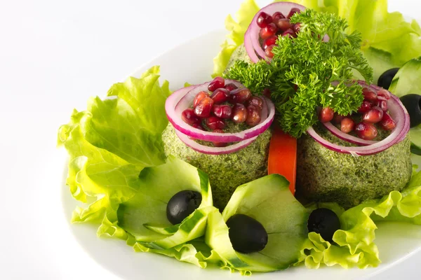 Salada verde fresca com espinafre de bebê — Fotografia de Stock