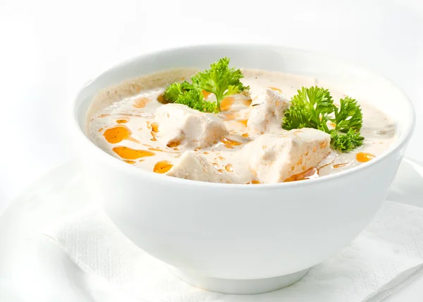 Zupa krem z kurczaka i pieczarkami Zdjęcie Stockowe
