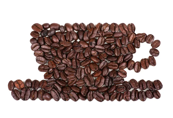 Roasted coffee beans placed in the shape of a cup — Stock Photo, Image