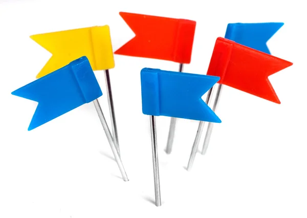 Perni bandiera a colori foto, pennarello push pin — Foto Stock