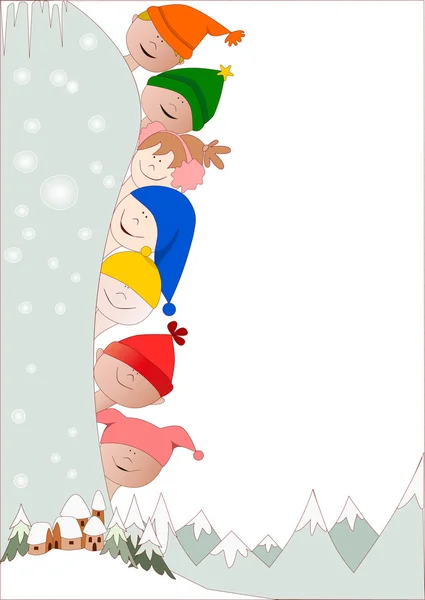 Дети зимой Стоковая Иллюстрация