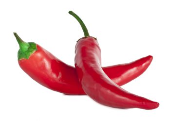 Kırmızı kırmızı kırmızı biber beyaz arkaplanda izole edilmiş.