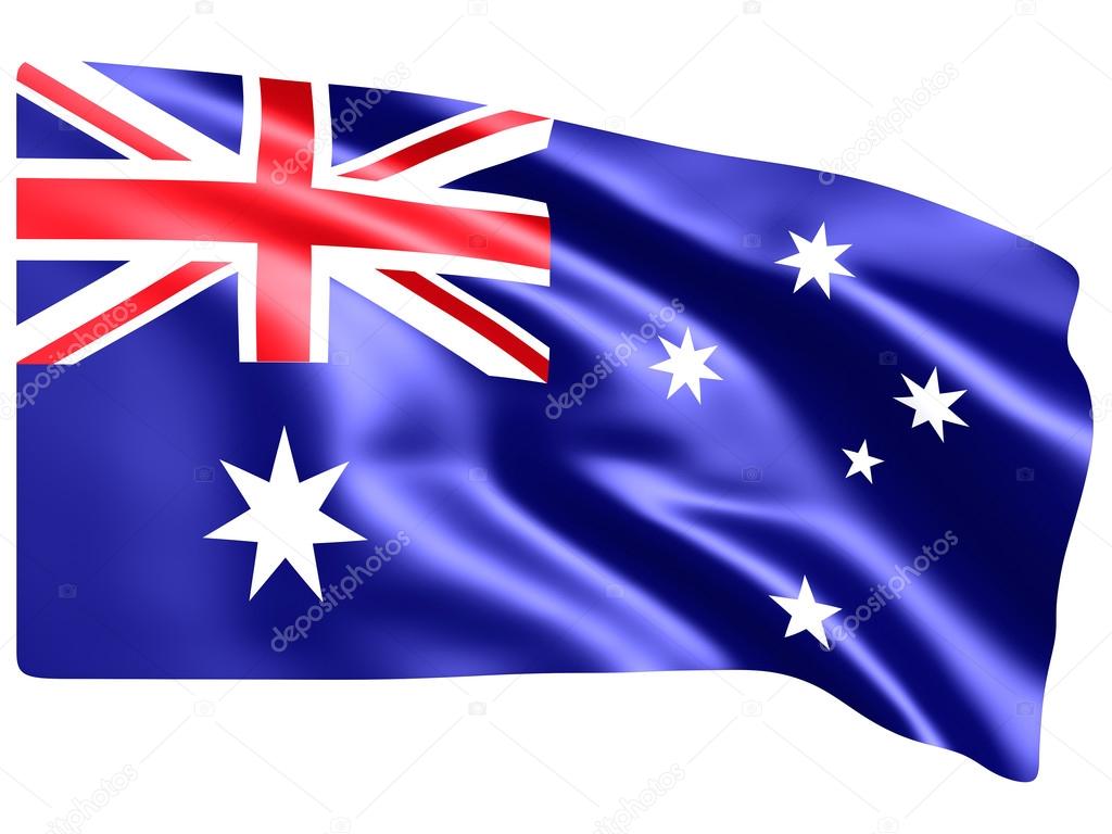 Australia flag waving isolated on white ( 3d rendering )