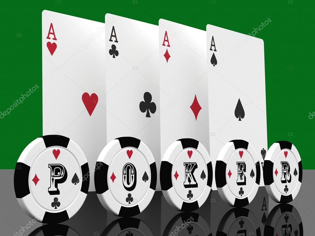 Playing cards and poker chips ( 3d rendering )