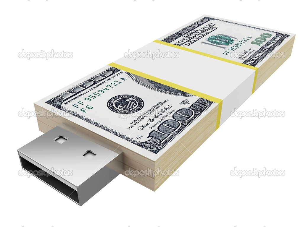 Money and usb (3d rendering)