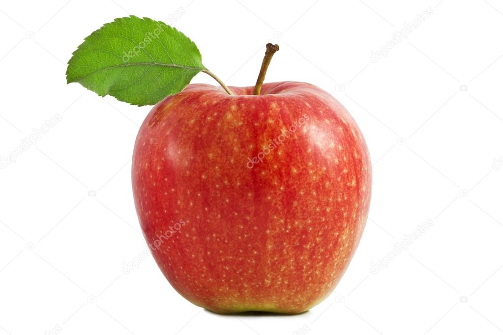 Apple with leaf isolated on white