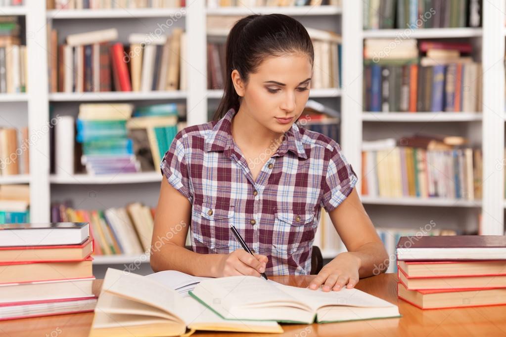 Woman preparing to the exams.