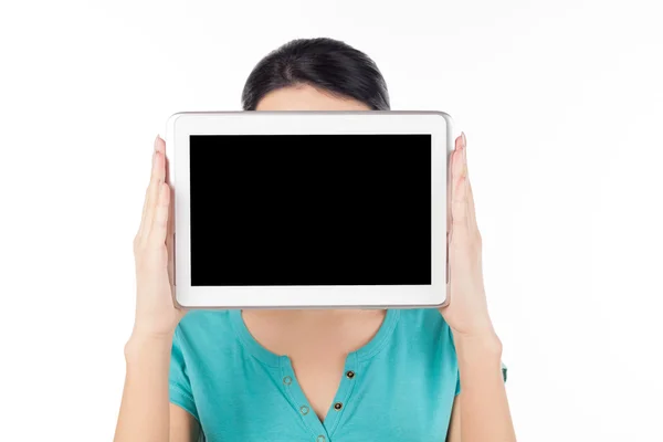 Mulher com tablet digital — Fotografia de Stock