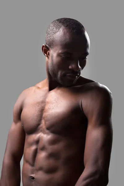 Shirtless muscular African man — Stock Photo, Image