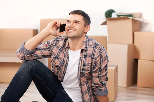 Calling from a new apartment. — Stock Photo, Image