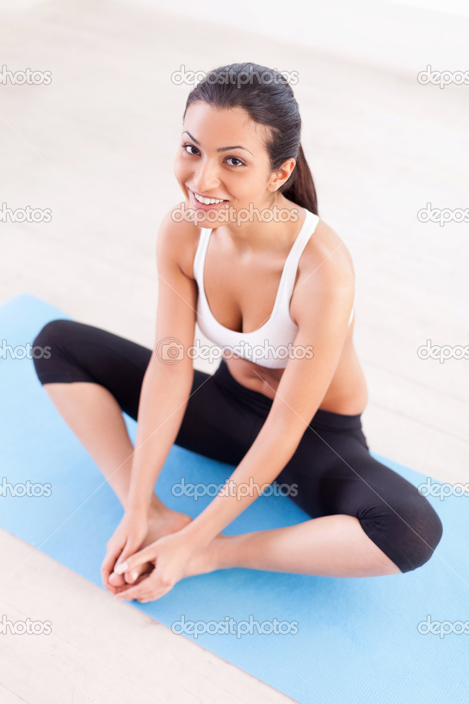 Woman stretching.