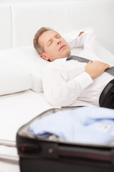 Tired businessman sleeping. — Stock Photo, Image