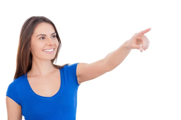 Woman pointing away Royalty Free Stock Images
