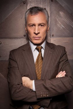 resmi kıyafeti kendine güvenen kıdemli adamı