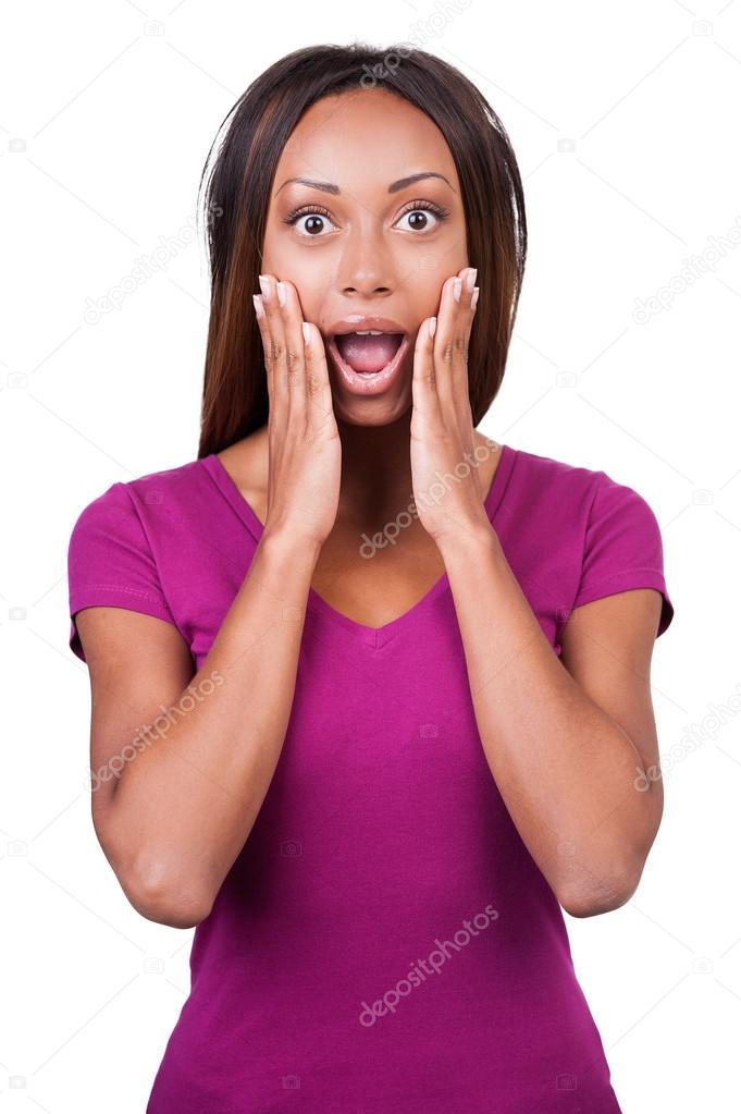 Surprised young African woman