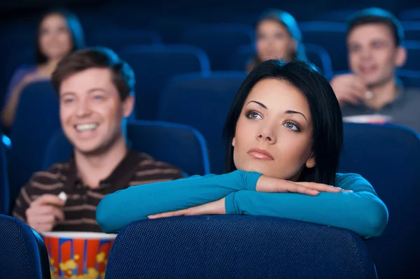 Feeling lonely at the cinema. — Stock Photo, Image