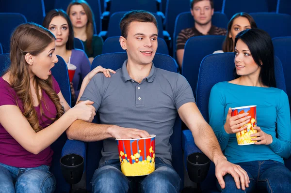 Flirting at the cinema. — Stock Photo, Image