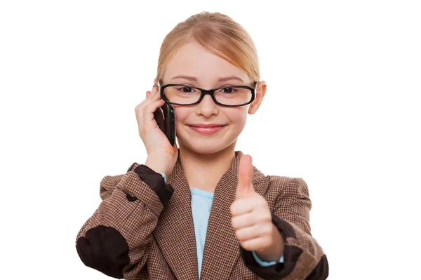 Successful little business lady. — Stock Photo, Image