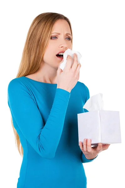 Espirro de mulher — Fotografia de Stock