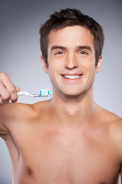 Ready for brushing teeth. — Stock Photo, Image