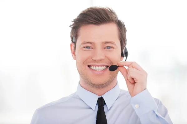 Representante alegre do serviço ao cliente . — Fotografia de Stock