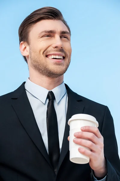 Businessman holding cup coffee — Stock Photo, Image