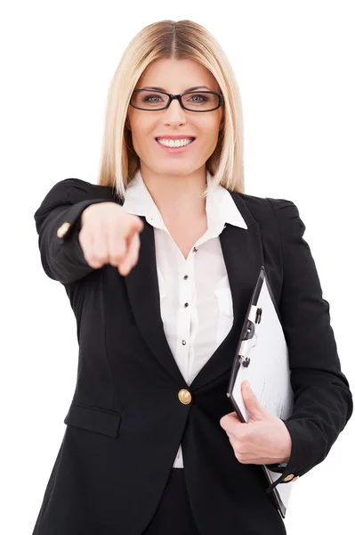 Mujer de negocios señalándote — Foto de Stock