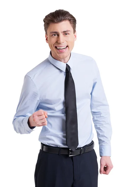 Man in het shirt en gebaren — Stockfoto