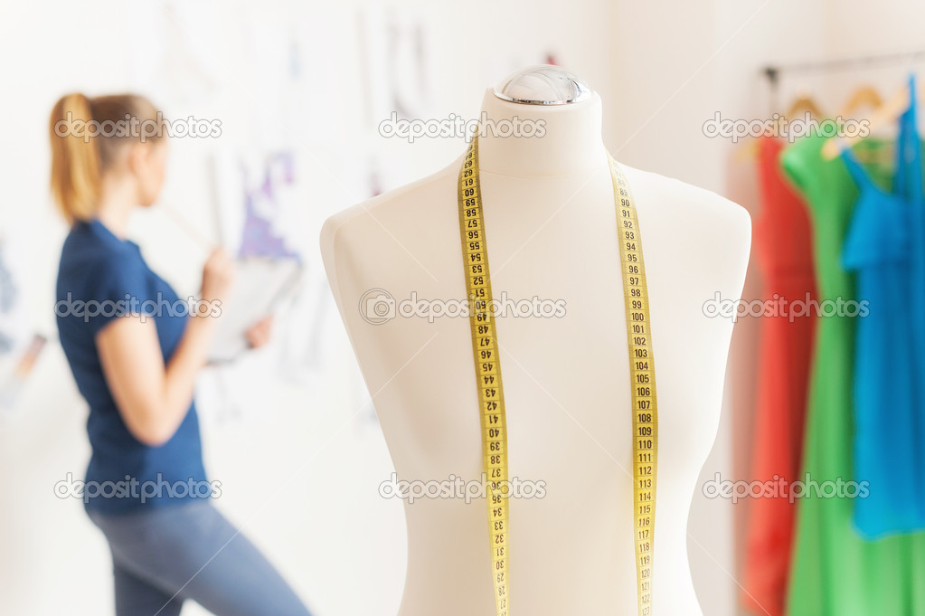 Mannequin with measuring tape