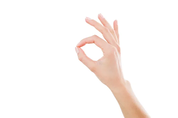 Female hand gesturing OK sign — Stock Photo, Image