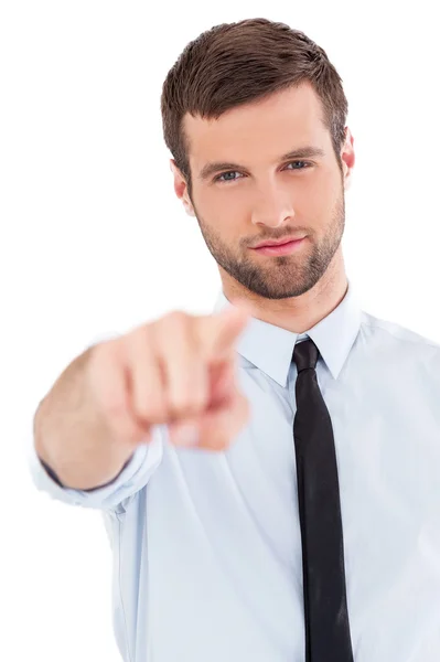 Hombre con camisa y corbata señalándote —  Fotos de Stock