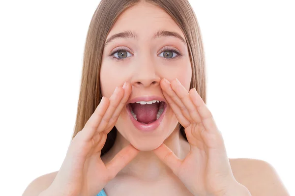 Teenage girl shouting — Stock Photo, Image